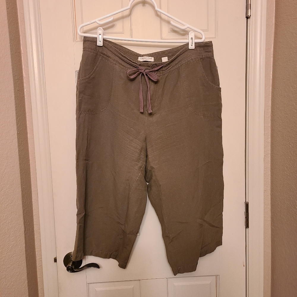 Coldwater Creek linen crop pants